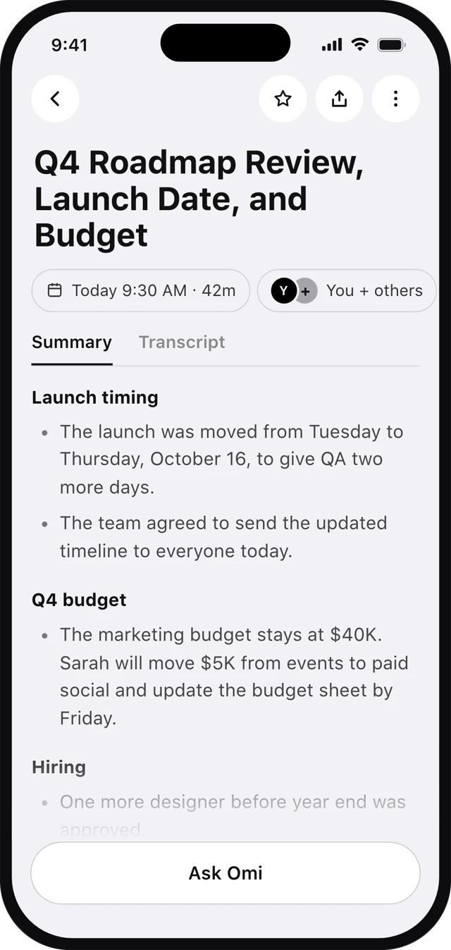 An Omi summary in the app
